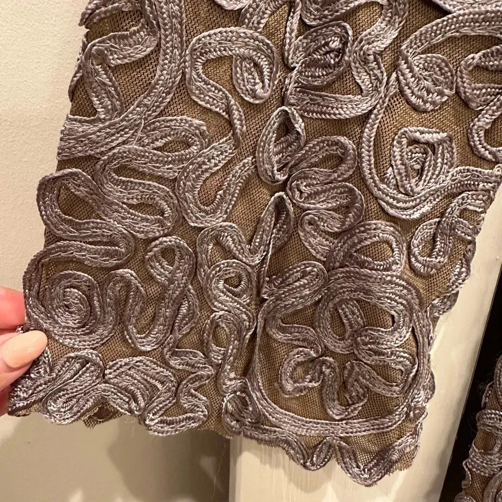 Sundance Tan & Grey Elmeera Soutache Appliqué Dress Size Large L - Image 8