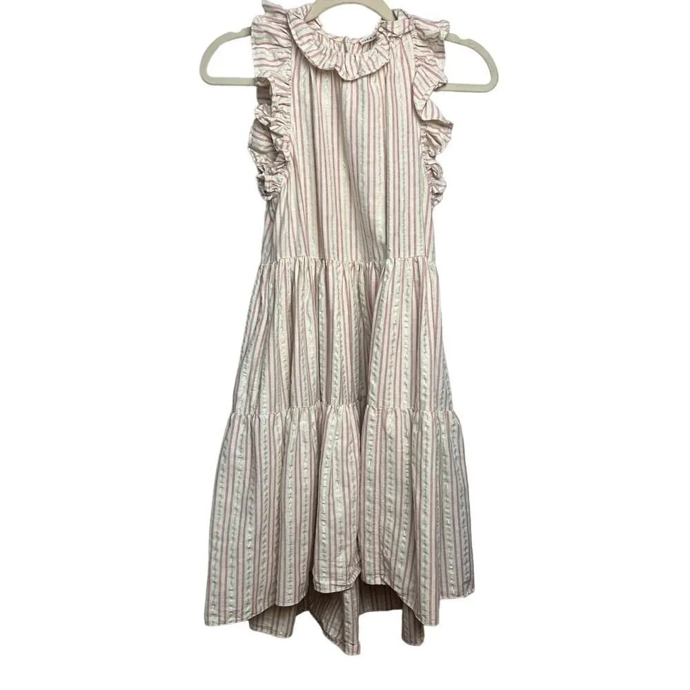 Ulla Johnson Tamsin Striped Cotton Ruffle Flutter Sleeve Dress Sz. 0 - Image 5
