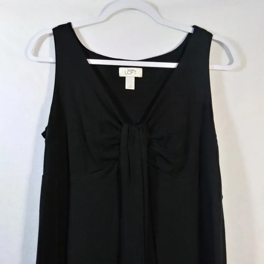 Ann Taylor Loft Black Sleeveless Drapey V Neck Dress Size 12 - Image 3