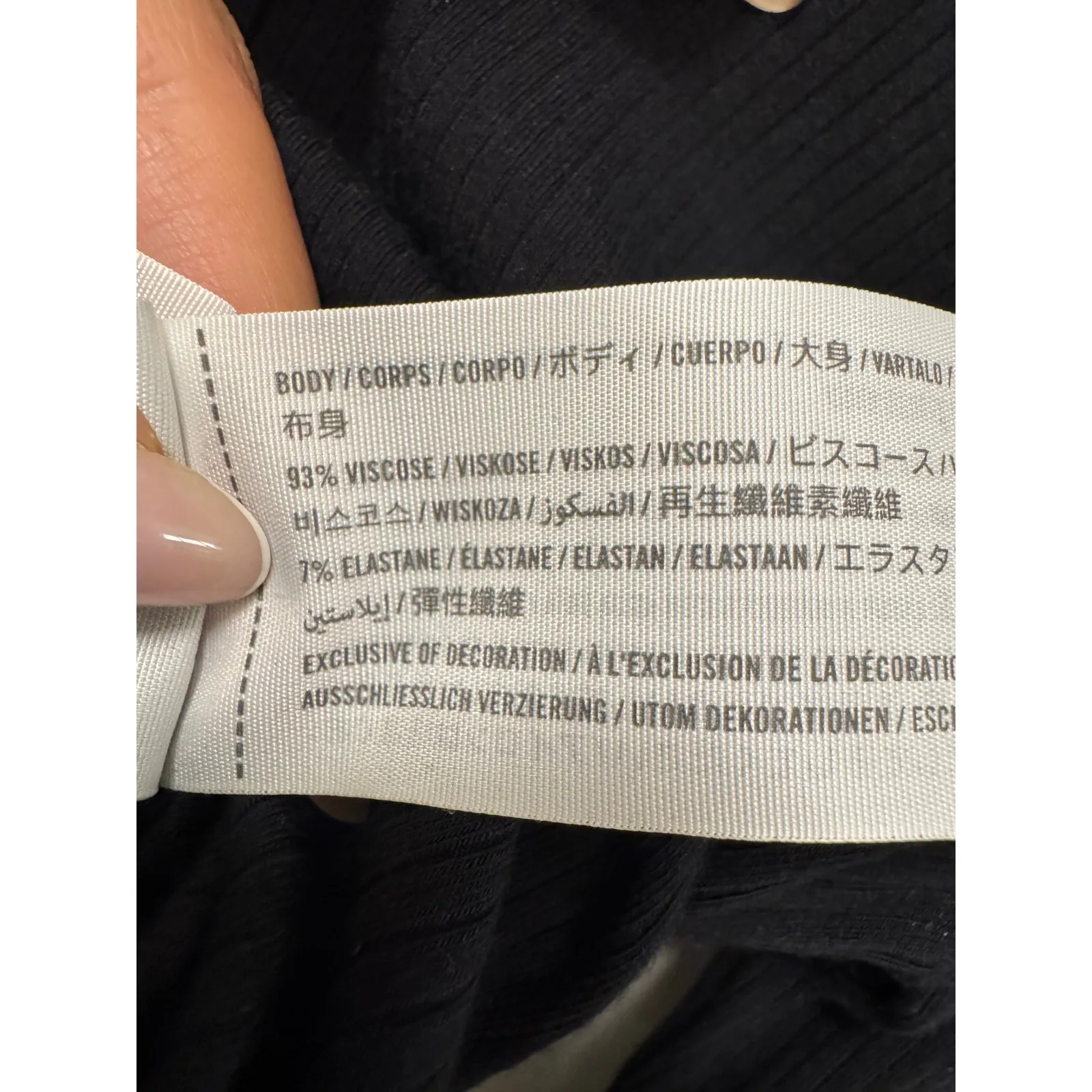 Abercrombie & Fitch Cropped Top Women's M Black Viscose Ribbed Knit Stretch NWT - Image 5