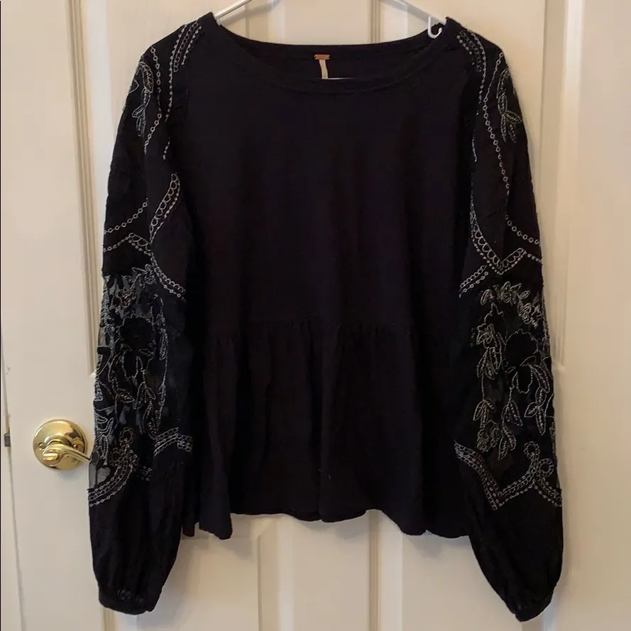 Free People metallic sleeve peplum top - Image 7