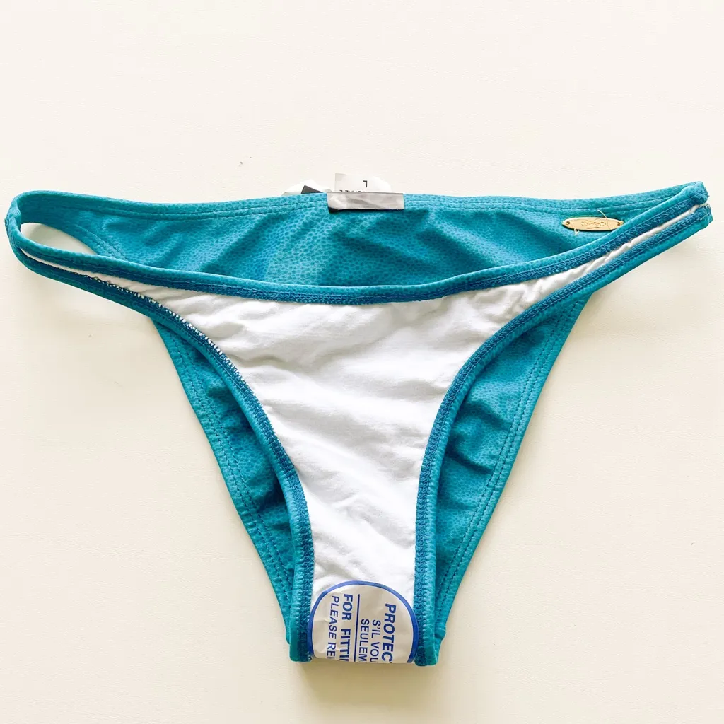 Corpo Bonito Teal Polka Dot Brazilian Cut Bikini Bottoms NWT Large *RUNS SMALL* Blue - Image 4