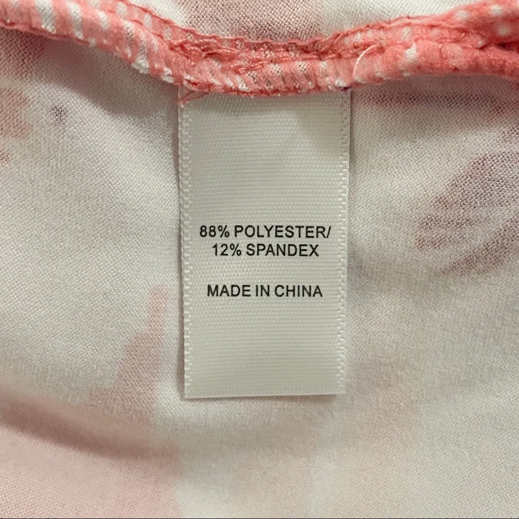 Cuddl Duds White Coral Beach Scape V Neck Sleeveless Midi Dress Large Palm Trees - Image 11