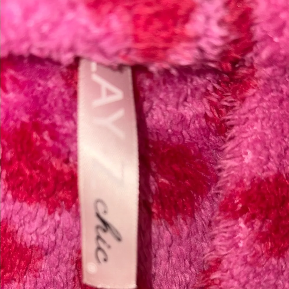 Cozy Pink Heart Patterned Women's Robe Size XL - Image 5