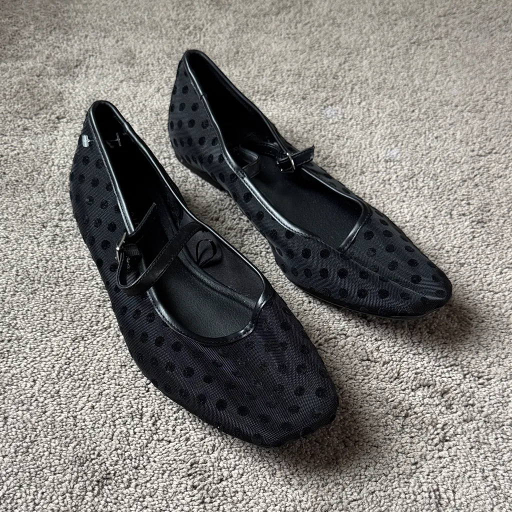 Torrid Black Mesh Polka Dot Flats SIZE 10.5WW - Image 2