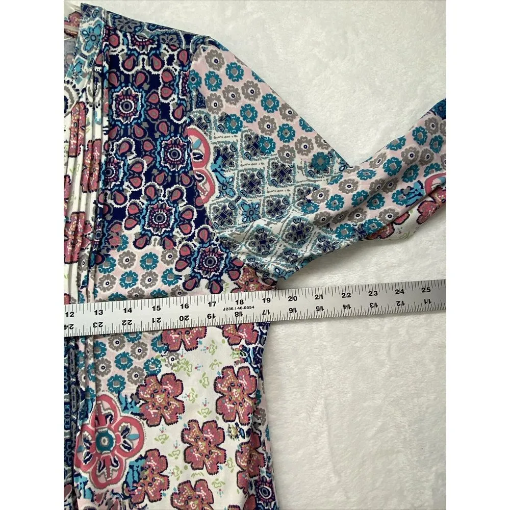 SERENGETI Multicolor‎ Long Sleeve Pullover Women Tunic Dress Sz L Size L - Image 3