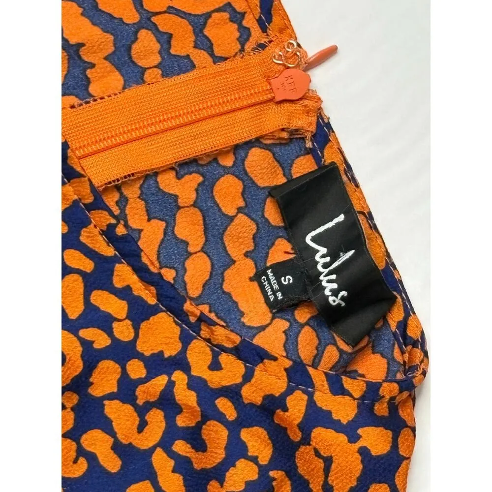 Lulu's C173T Color Me Wild Cheetah Print Peplum‎ Blouse SMALL Orange Retro - Image 2