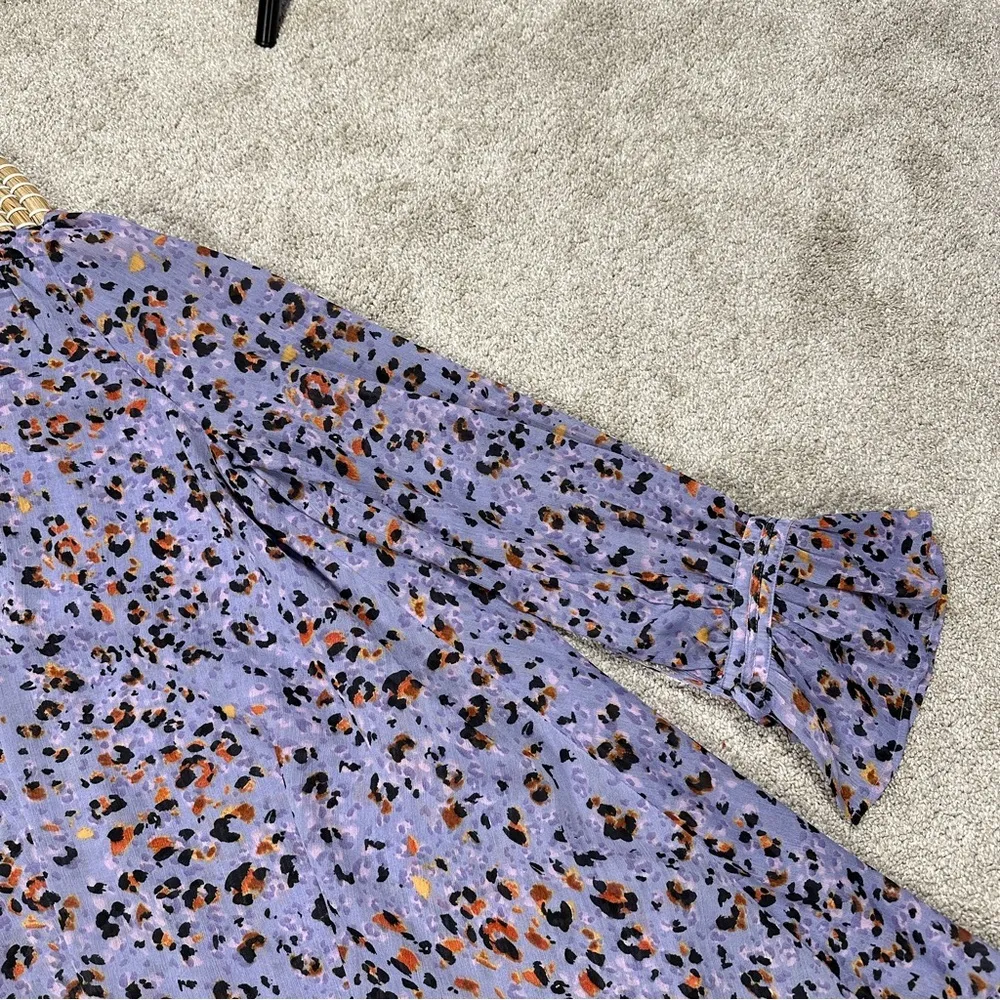 & Other Stories Flounced Tiered A-Line Mini Dress in Animal Print Lilac Combo 8 - Image 7