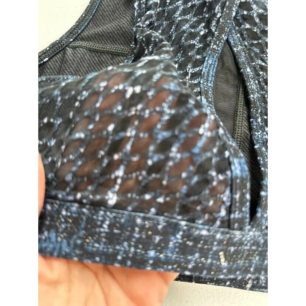 Peloton Stardust Tweed Sports Bra Logo High Neck Mesh Key Hole Back Size Small - Image 6