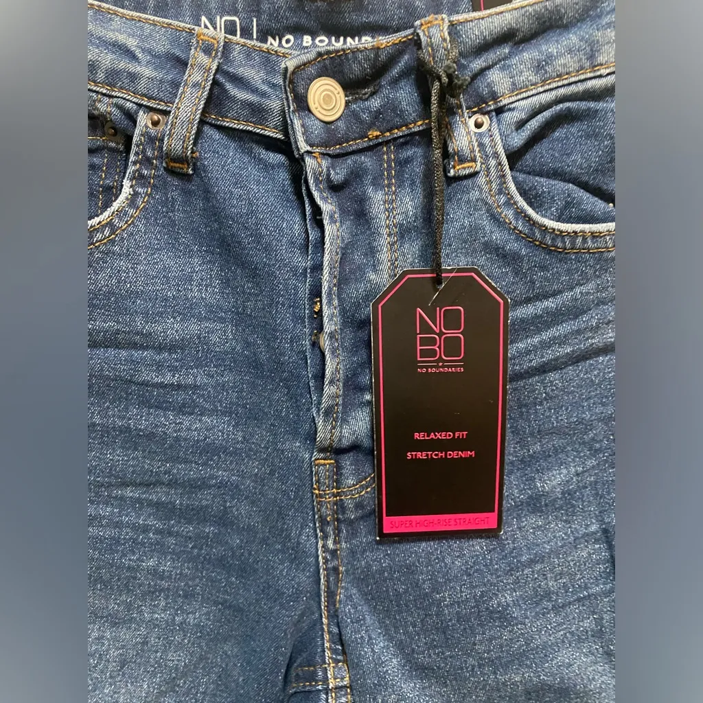 No Boundaries‎ Distressed Jeans NWT dark wash raw hem - Image 3