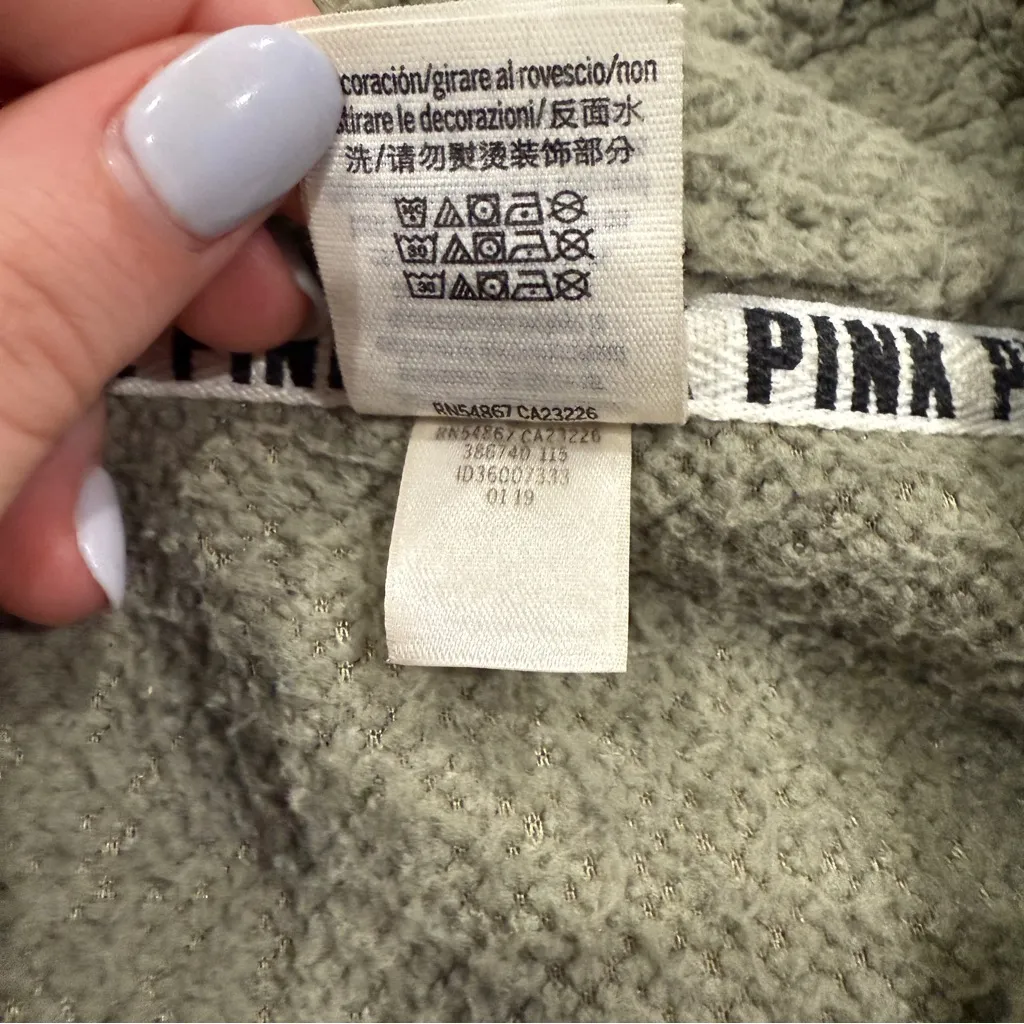 Victoria Secret PINK Green Sherpa 1/4 Zip Jacket - Image 10