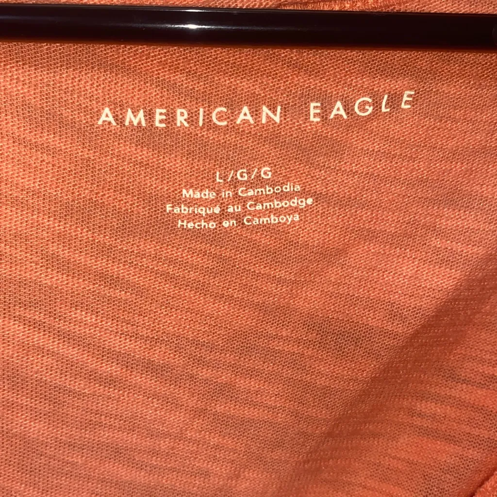 American Eagle Orange Heathered Stretchy Loose Fit V-Neck High Low Tank Top - Image 7