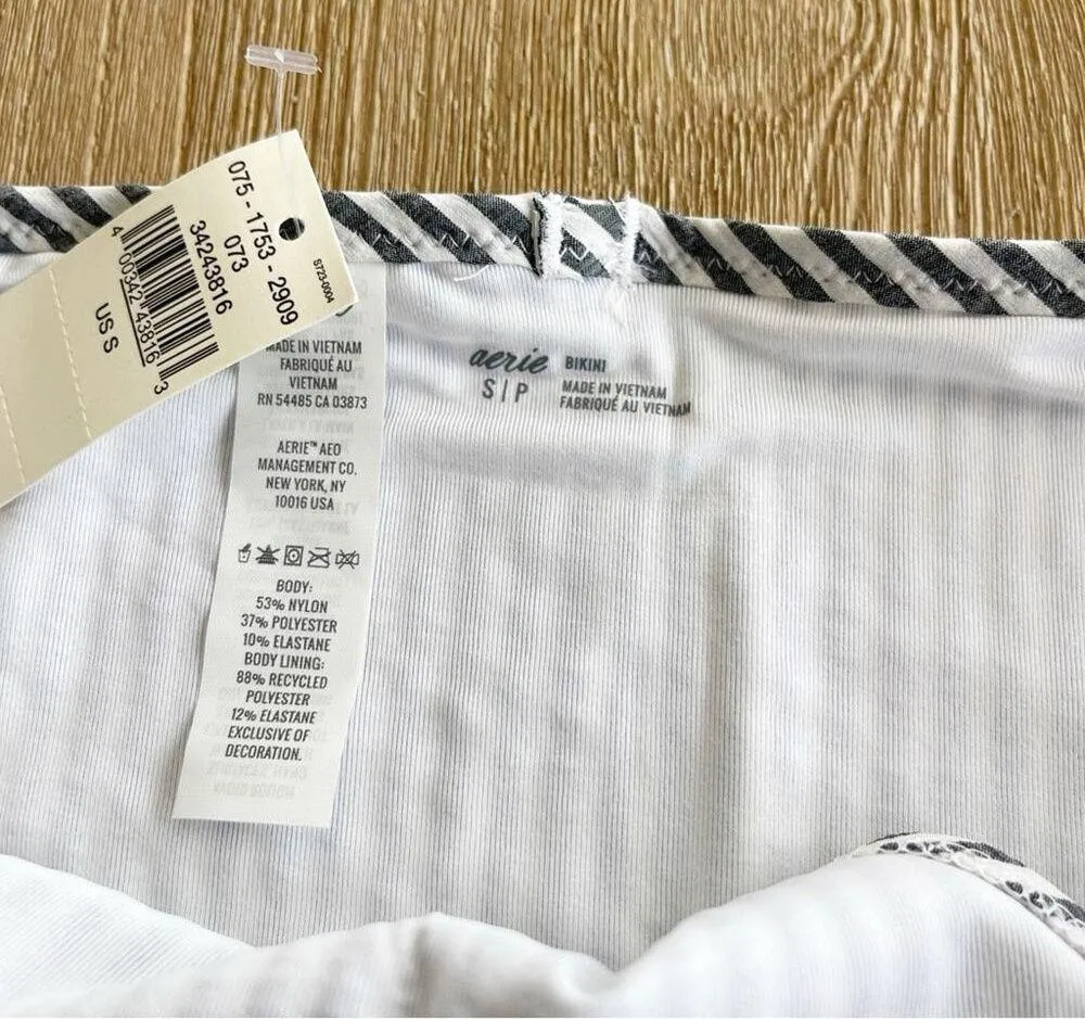 Aerie Co-ord Gingham Ruffle Bikini Bottoms in Black Small NWT - Image 3