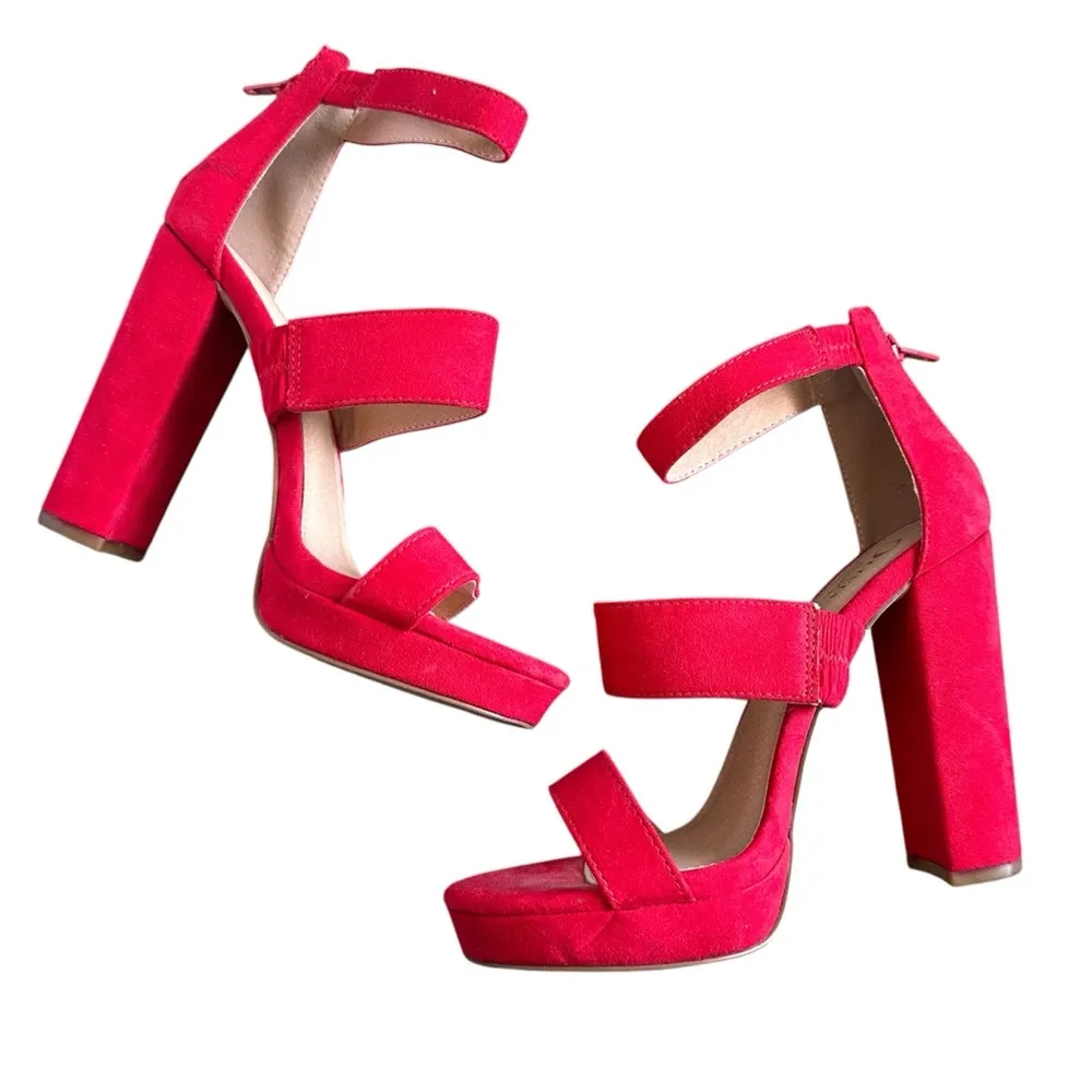 Cherry Red Chunky Heels 7 - Image 2
