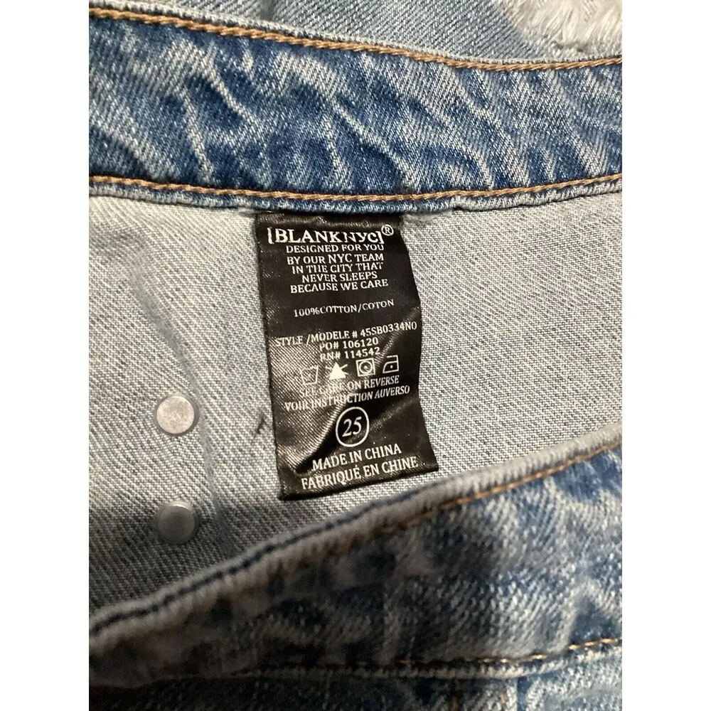 Blank NYC Women’s Blue Faux Wrap Denim Raw Hem Mini Skirt 25 - Image 6