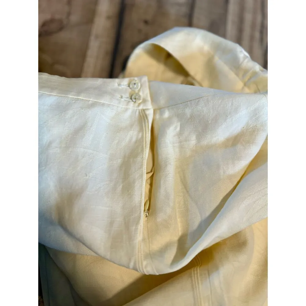 Tommy Bahama Women’s 8 Yellow Tropical Palm Tree Silk Linen Trousers Pants - Image 8