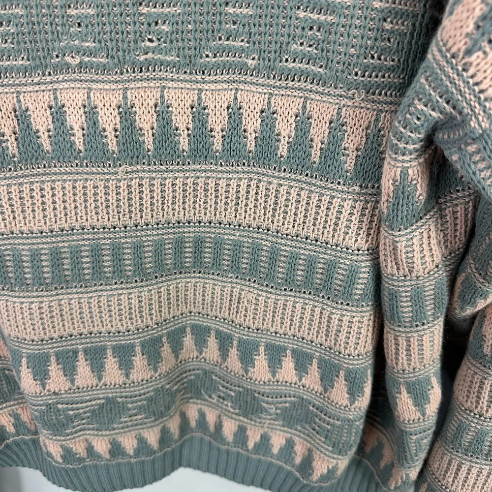 Vintage Haberdashery Sweater Women's M Pink Green 80s Slouchy Cozy Retro Cottage Size M - Image 3