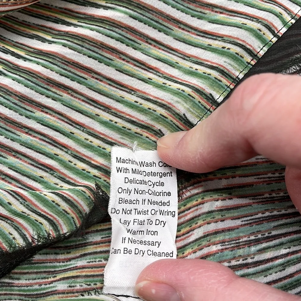 Cabi Green Striped Sheer Mood Jubilee V-Neck Tunic Top Blouse #997 Small - Image 10