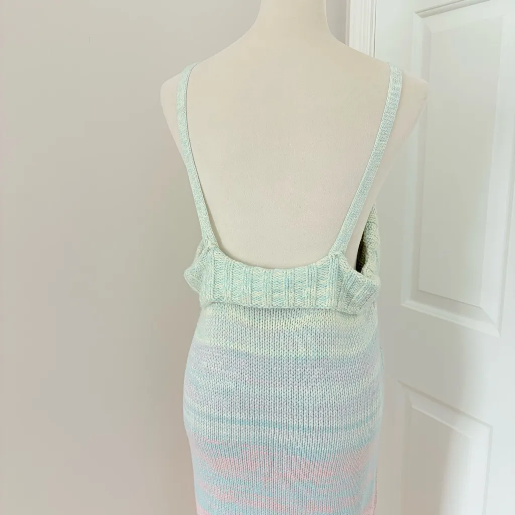 New 525 AMERICA Ombre Knit Midi-Dress Square Neck Sleeveless Size L - Image 12