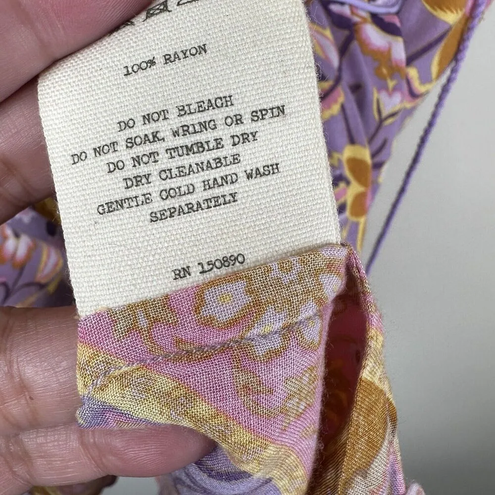 SPELL Lolita Lover Sleeveless Blouse Womens Large Floral Boho Retro Purple - Image 7