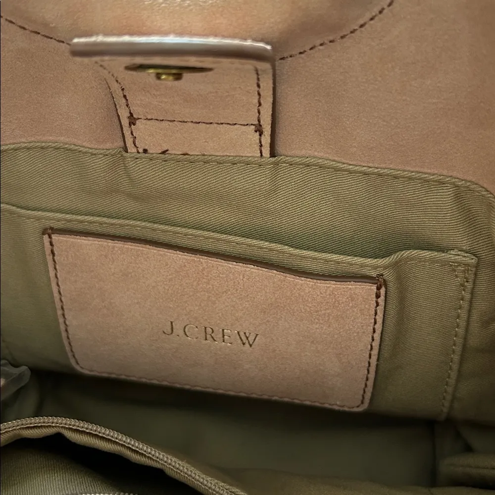 J.Crew baby pink suede 100% leather brass ring small tote bag crossbody​ - Image 9