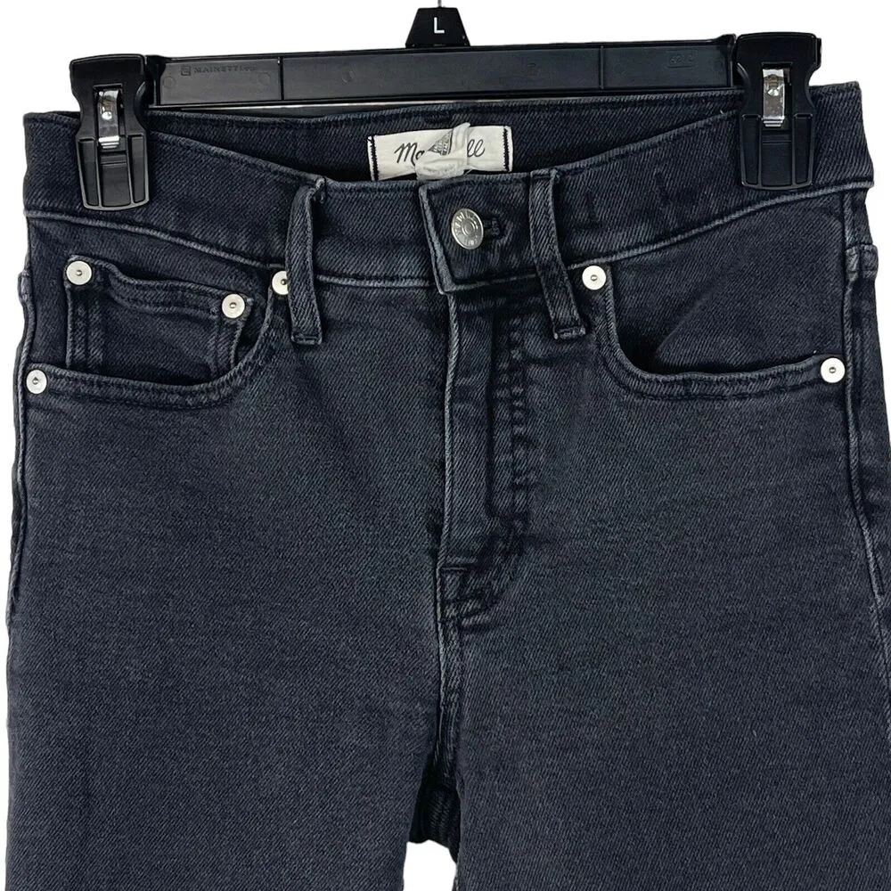 Madewell SZ 26 Cali Demi-Boot Jeans Mid-Rise Stretch Pockets Zip-Fly Gray - Image 2