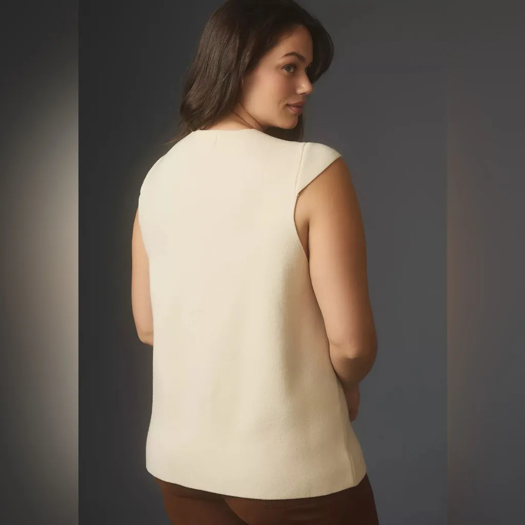 Anthropologie The Willa Oversized Sweater Vest Size X-Large  Ivory - Image 2