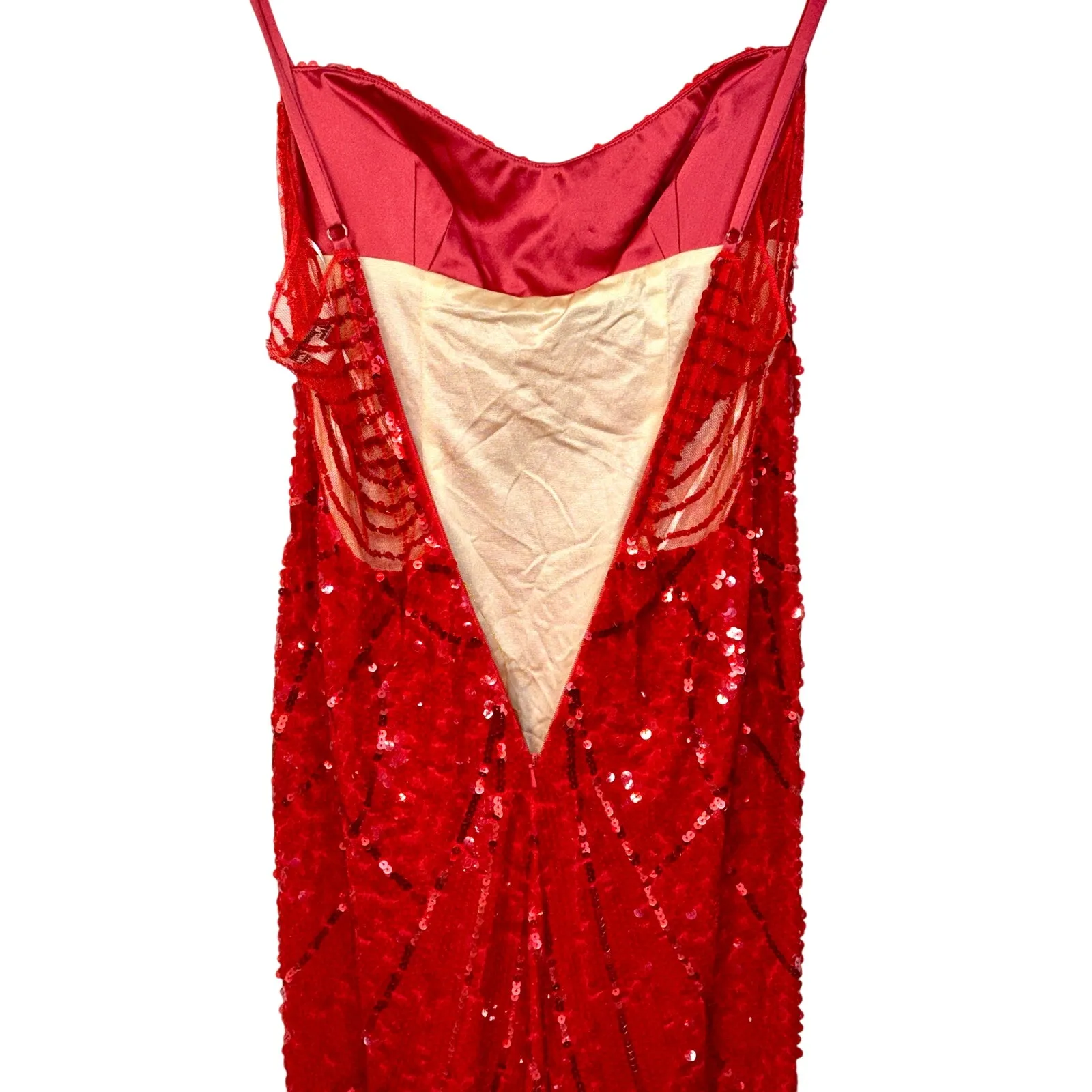 NWT Mandalay Red Sequin High Low Maxi Mermaid Gown Evening Formal Dress Size 8 - Image 9