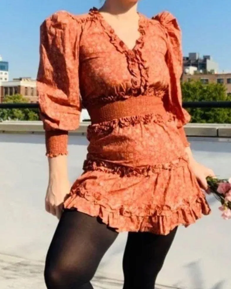 NWT HOUSE OF HARLOW 1960 - x Revolve Wallis Rust Dress Cotton Sz XL - Image 4