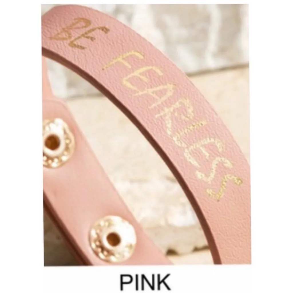 "Be Fearless" Bracelet Pink - Image 2