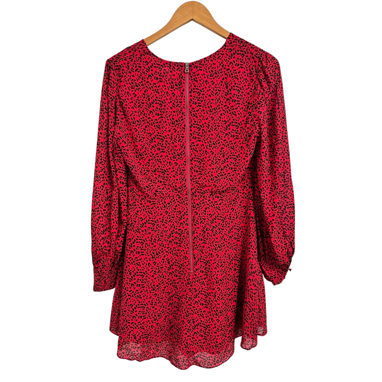 Alice + Olivia women's polly Red Leopard Print Long Sleeve Mini Dress‎ size 4 - Image 7