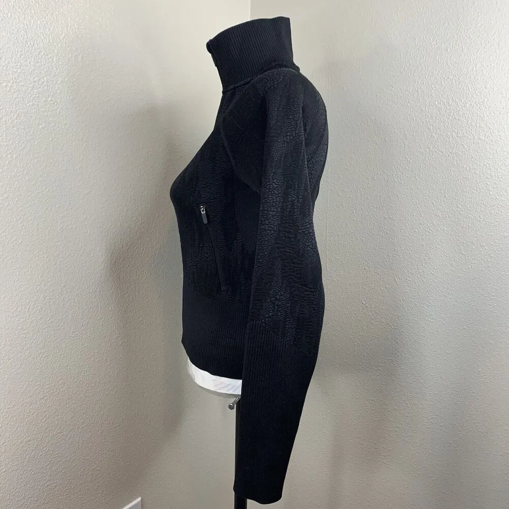 Lululemon End State Full Zip Jacket Texture Pattern Sz 4 Wool Blend Black - Image 5