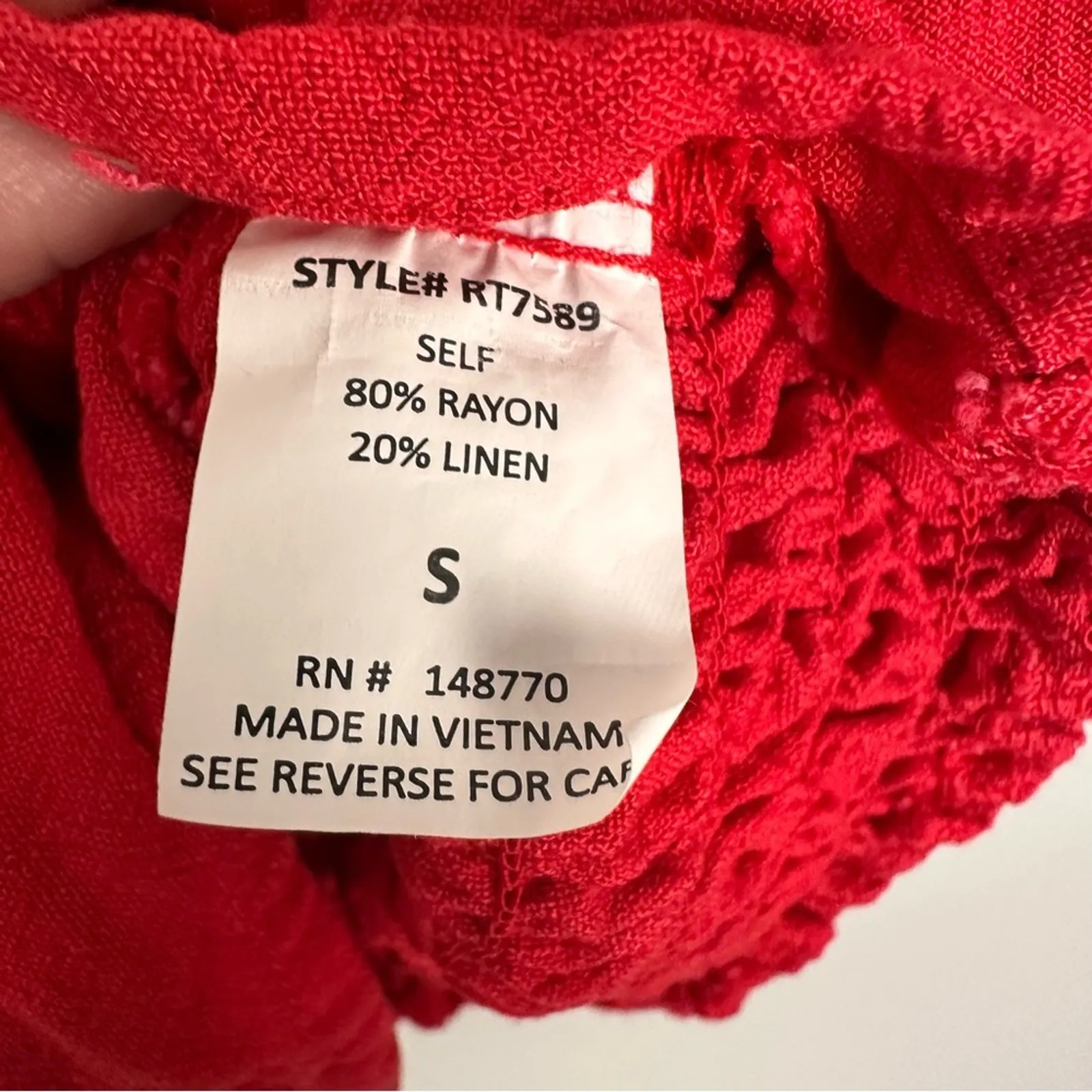 Sienna Sky Rayon Linen Blend Red Crop Tank Top Bow Straps Sz Small Y2K Lolita - Image 4