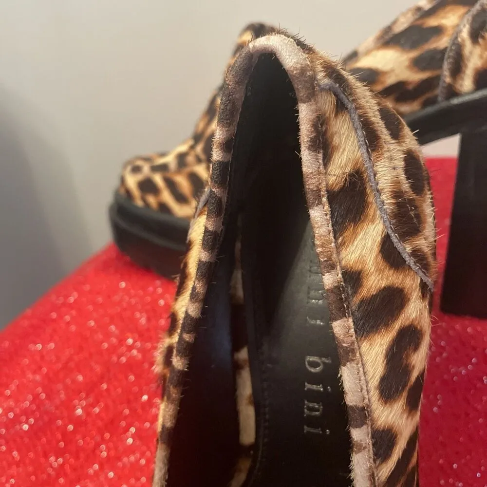 Gianni Bini Calf Hair Leopard Print Fat Square Heels 8.5 VNC - Image 3