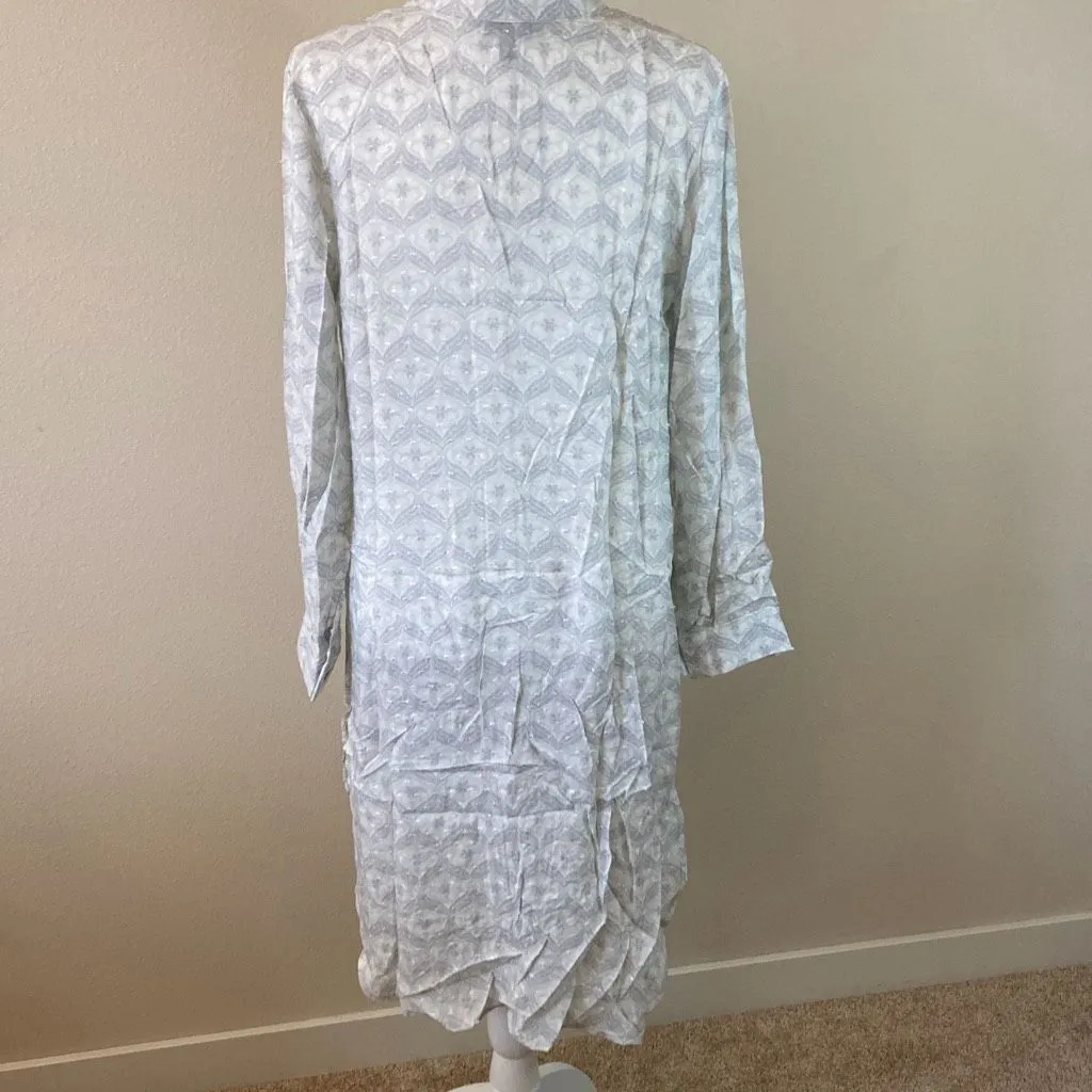J. Valdi Womens Barcelona Tie Front Midi Shirt Dress Size Medium (M3) NWT‎ White - Image 3