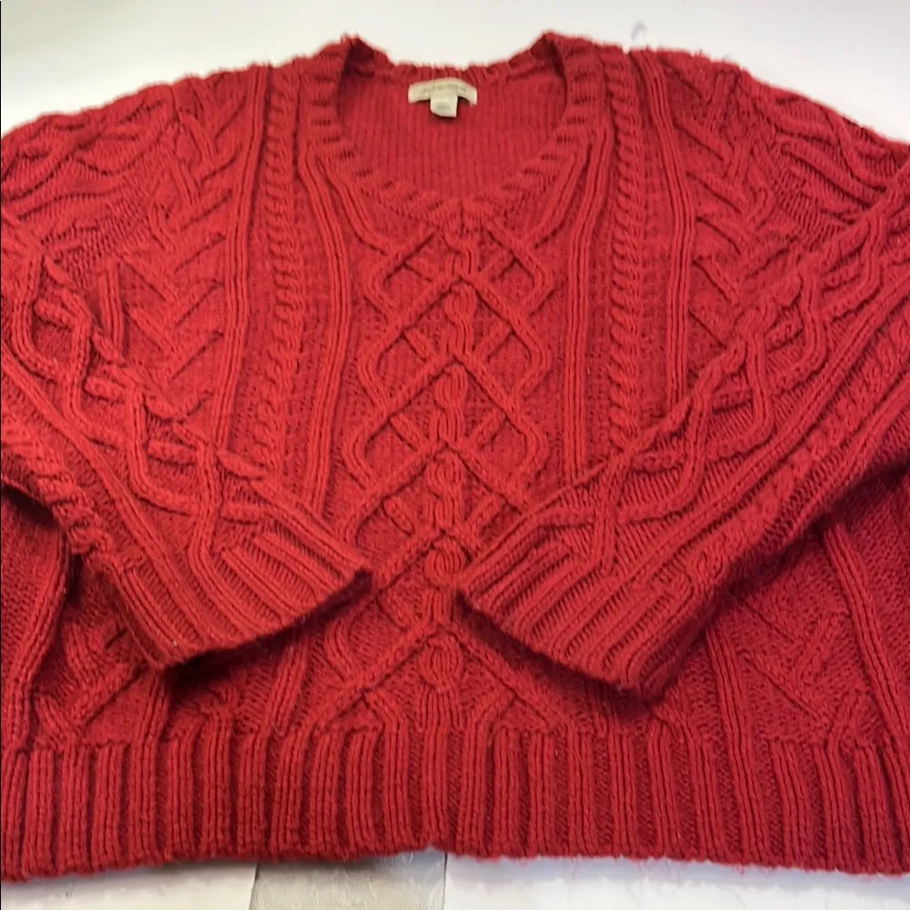 Red Cable Knit Sweater - Image 14