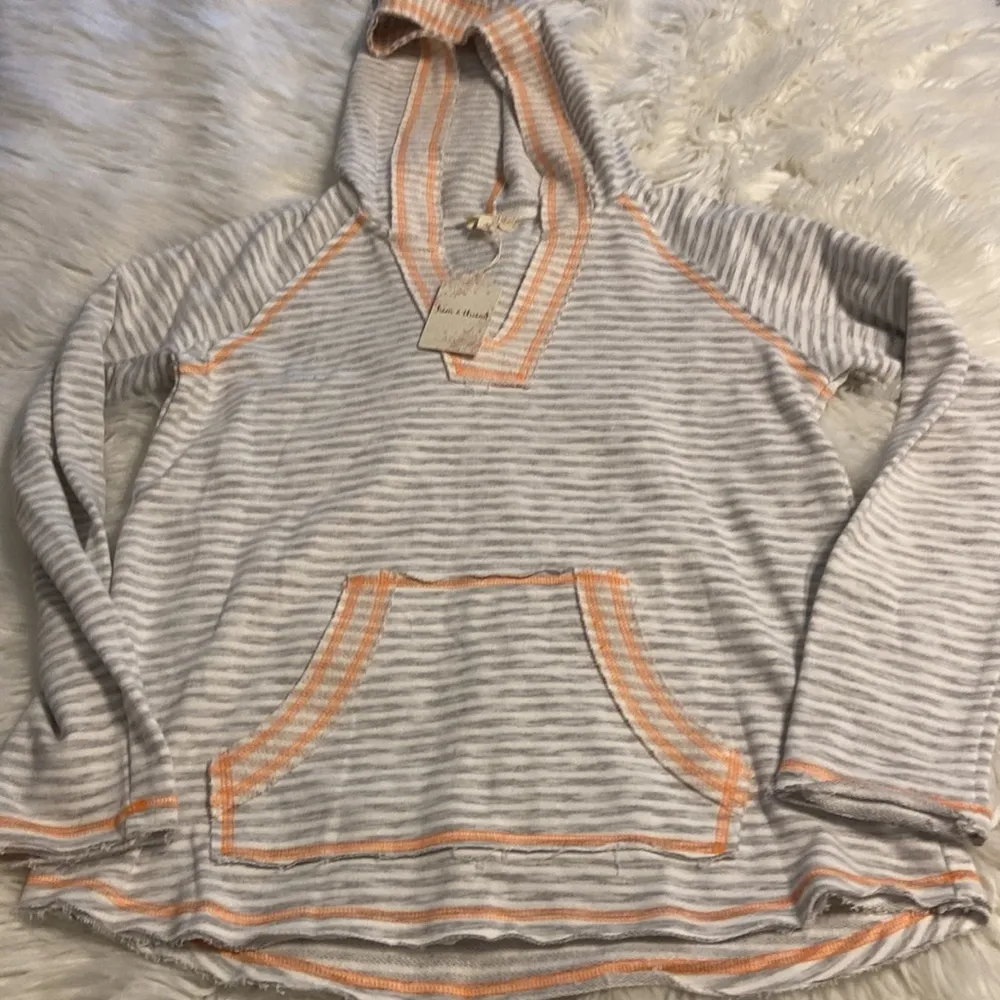 Hem & Thread Anthology Hoodie type too long sleeves silver  and orange see photo - Image 9