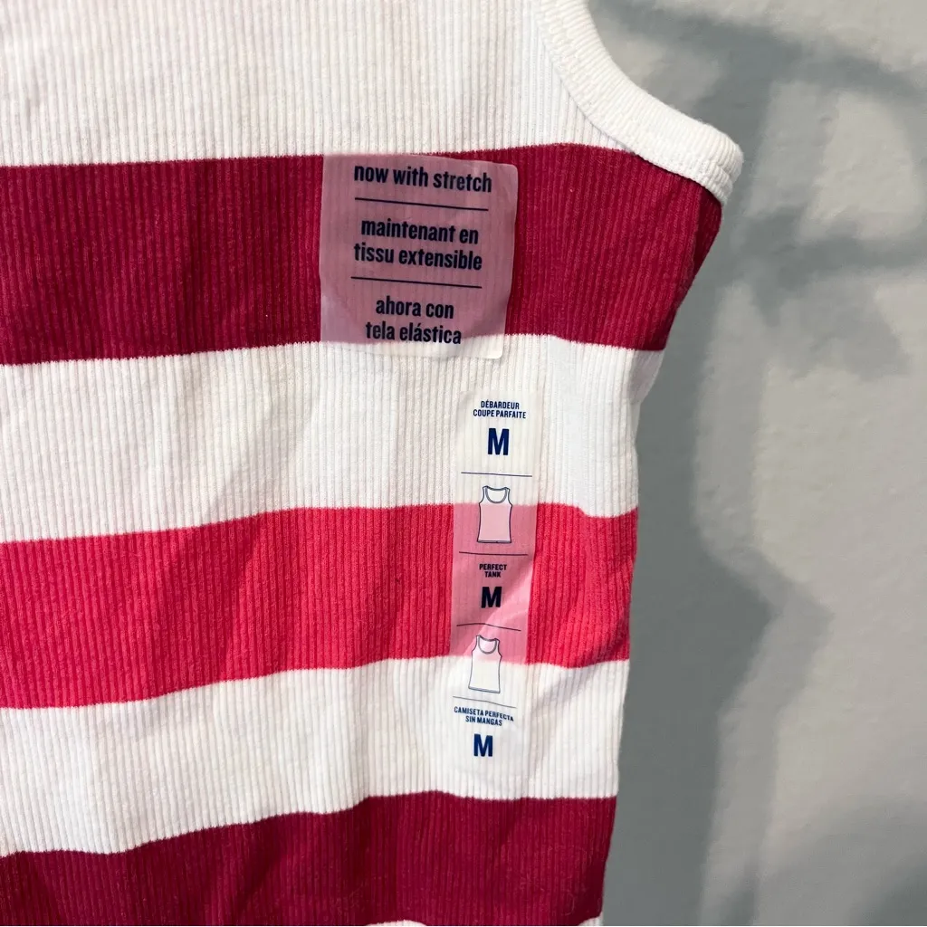 OLD NAVY Red White Striped Tank Top Medium NWT - Image 4