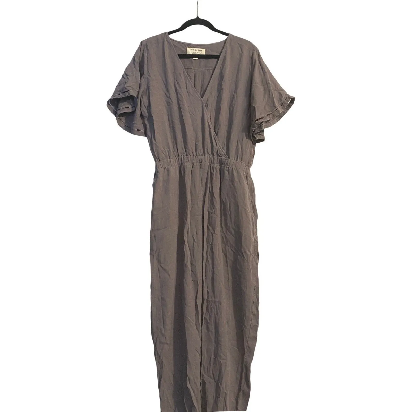 Anthropologie Gulpiyuri Tencel Gray Jumpsuit Medium Boho Minimalist Capsule Prep - Image 2