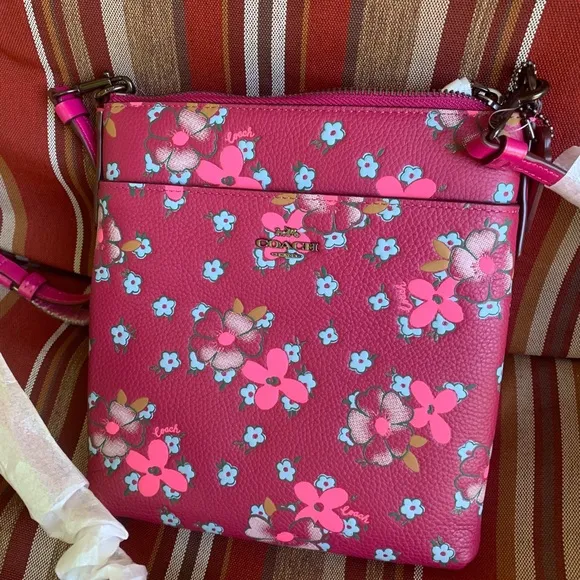 Authentic COACH Floral leather top zip Crossbody - Image 2