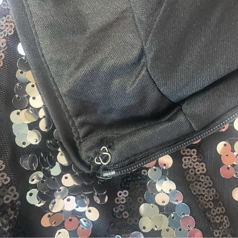 boohoo petite sequin two tone flare trousers pants black and silver size 10 - Image 12