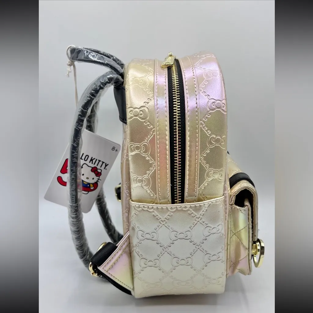 LOUNGEFLY Sanrio Hello Kitty 50th
Anniversary Metallic Gold Mini Backpack - Image 3