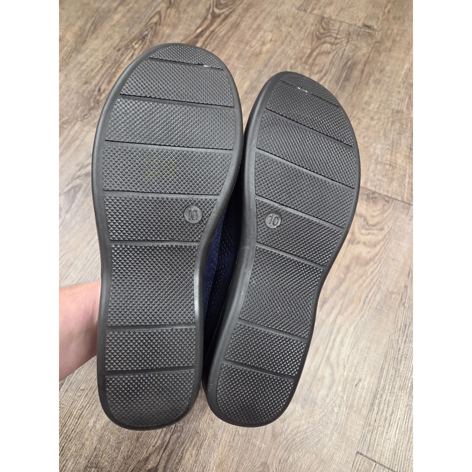 Easy Street Womens Tex Comfort Flats Faux Leather Perforated Navy 10M Shoes - Image 6