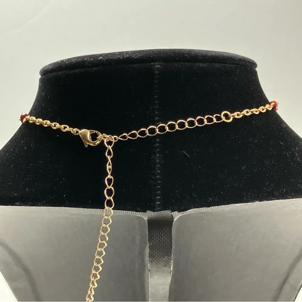 3/$30 Ettika | Red Tassel Necklace Beaded Gold Chain NEW! - Image 4