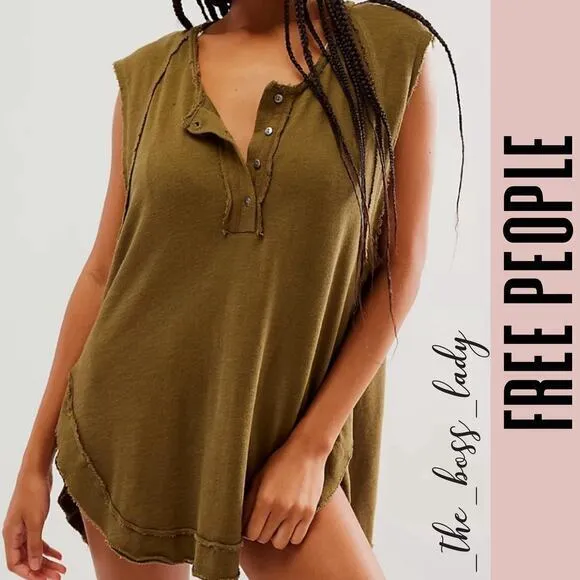 Free People tee henley tank organic cotton top shirt - Image 6