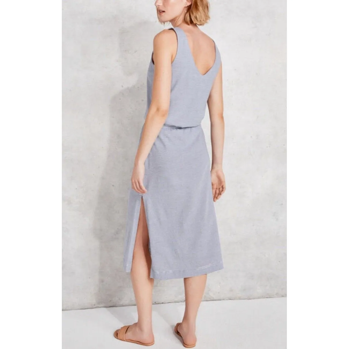 Haven Well Within Tie Waist Midi Dress in Light gray Size S Cotton Tank - Image 4