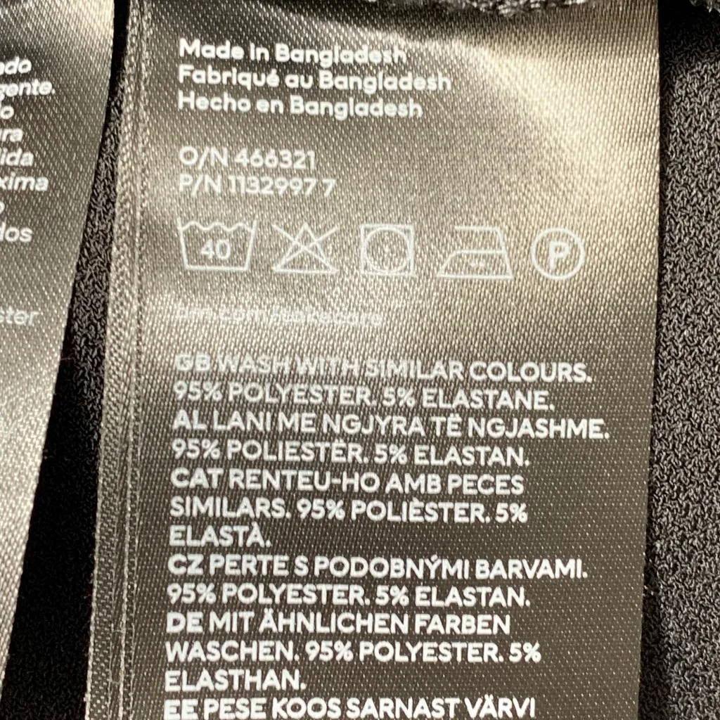 H&M Black Short Sleeve Blouse Women’s Size S Boat Neck Stretchy Polyester Top - Image 6