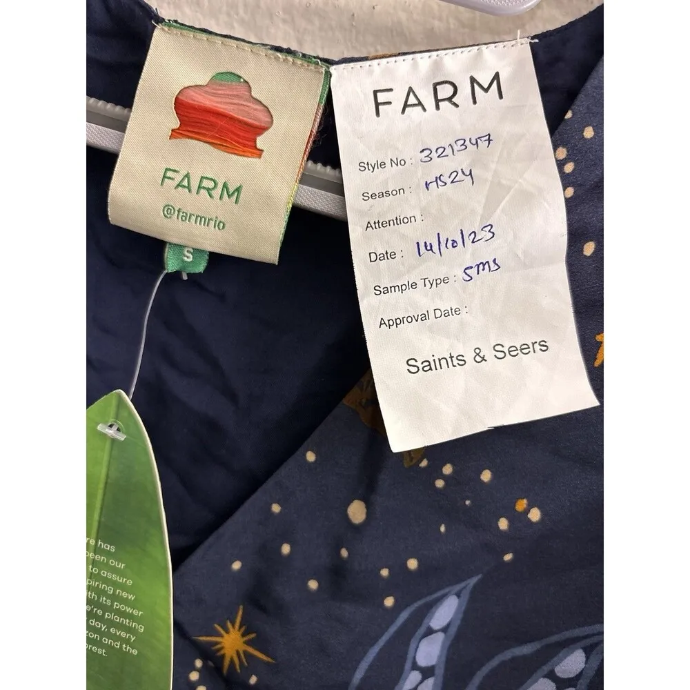 Farm Rio Navy Blue Night Jungle Mini Dress Size Small New W/tag - Image 8