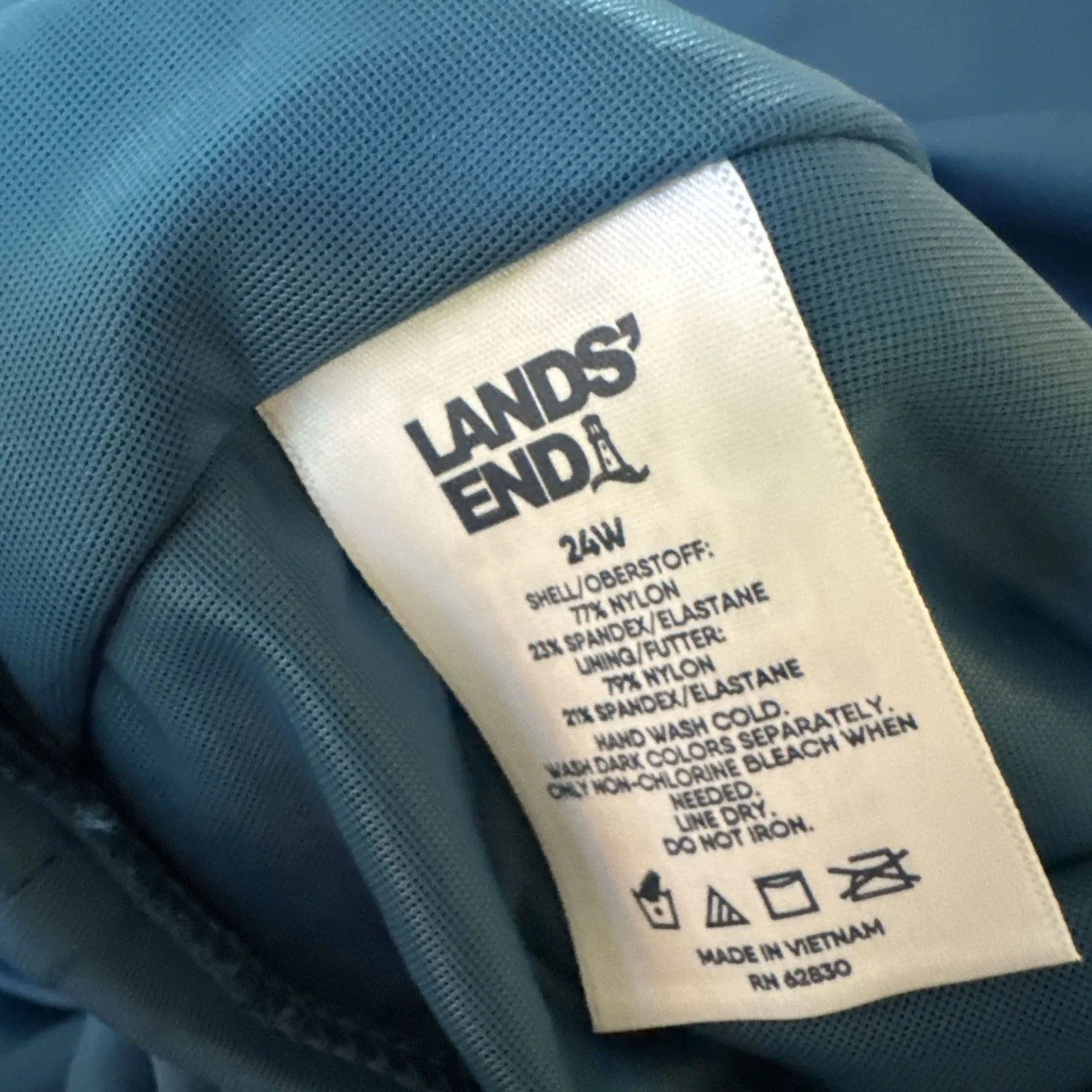 Lands' End Swim Skirt Skort Lined Bottom Plus 24W Teal Stretch Bathing Suit New Blue - Image 2