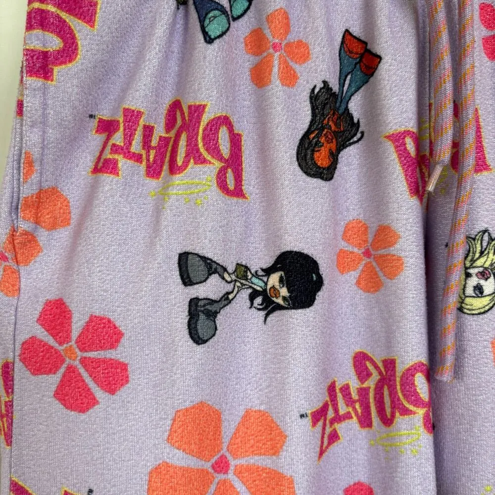 Y2K Bratz Purple Fleece Pajama Pants Sleep Dolls Kidcore Elastic Waist Medium - Image 5